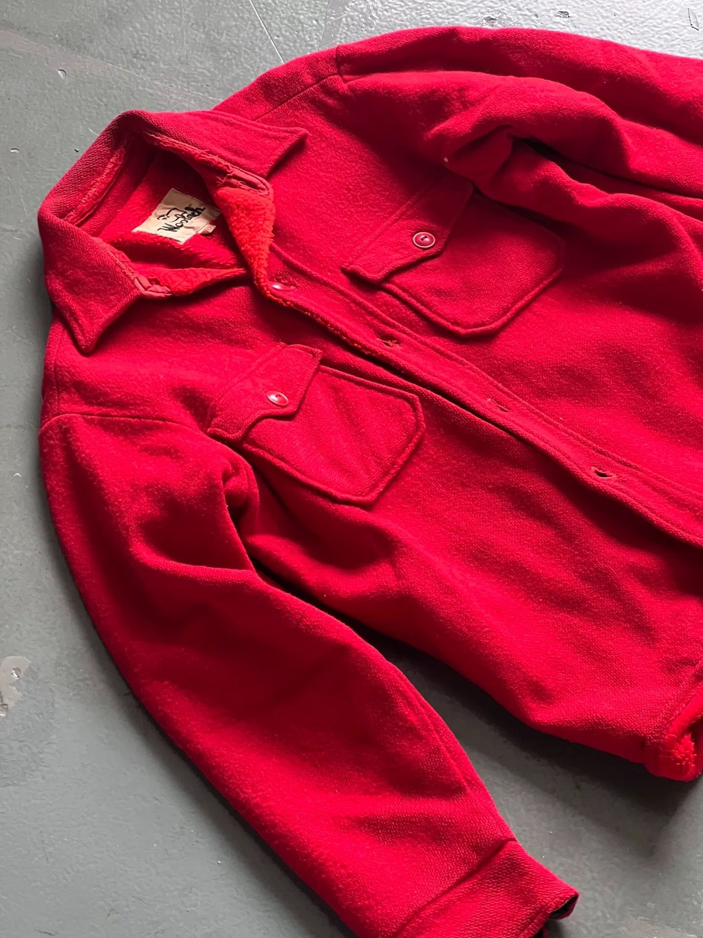 Vintage Vintage Wool Rich Red Cotton Jacket Size M / US 6-8 / IT 42-44 - 3 Thumbnail