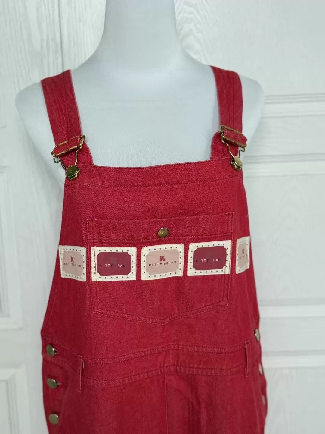 Kelty Ketty Brand Red Pinafore Dress Size M / US 6-8 / IT 42-44 - 3 Thumbnail