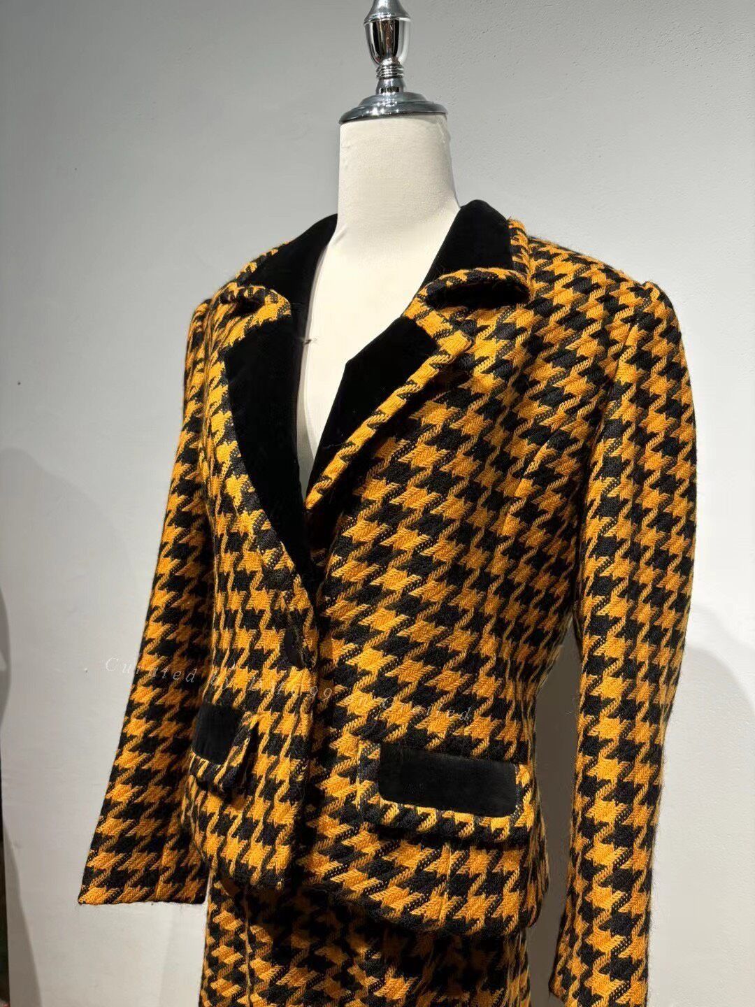 Vintage Takeo Nishida 100% Wool Houndstooth Suit Size S / US 4 / IT 40 - 2 Thumbnail