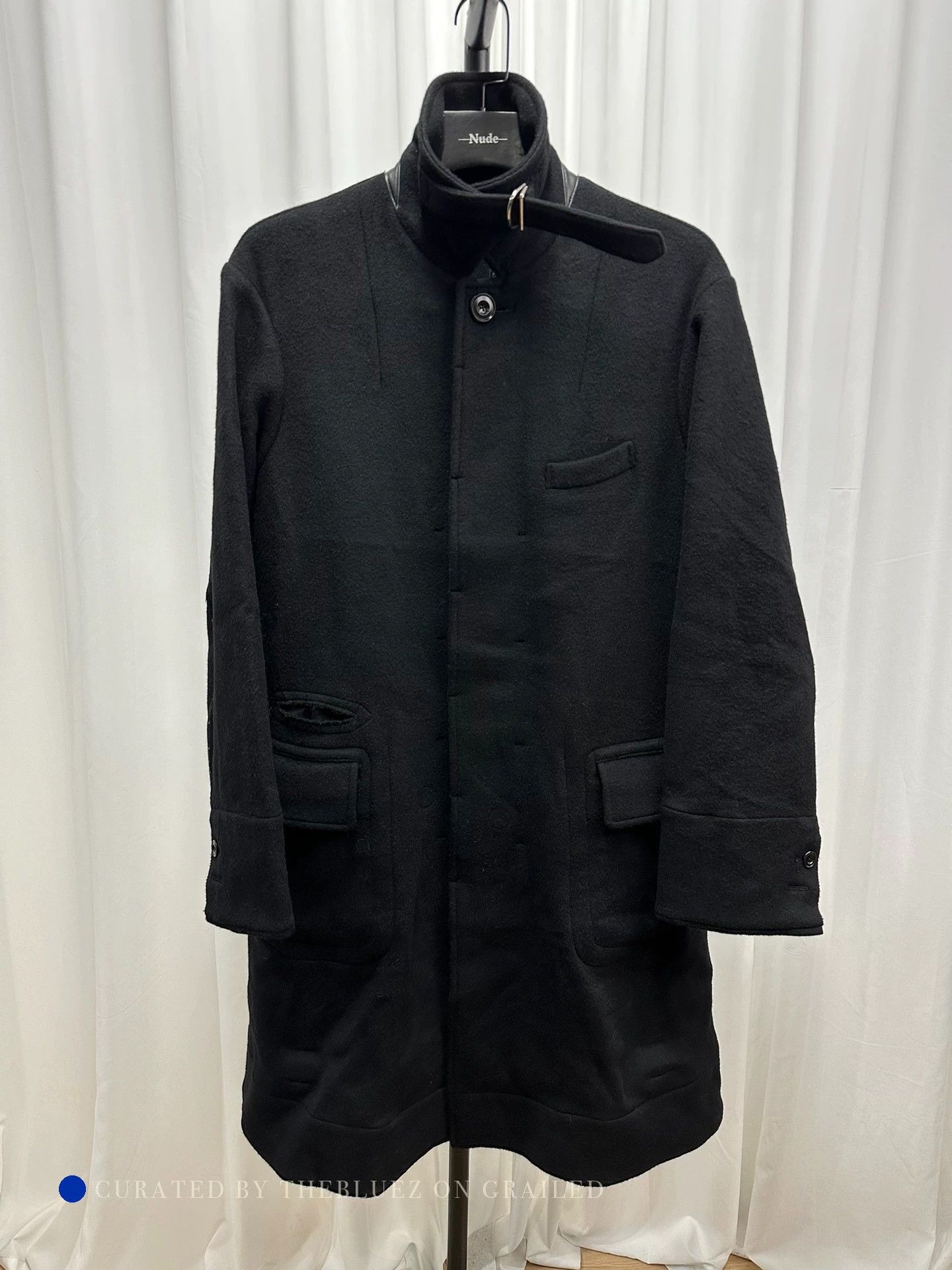 Takahiromiyashita The Soloist. Stylish Wool-Cashmere Coat with Sheepskin Trim Size US S / EU 44-46 / 1 - 6 Thumbnail