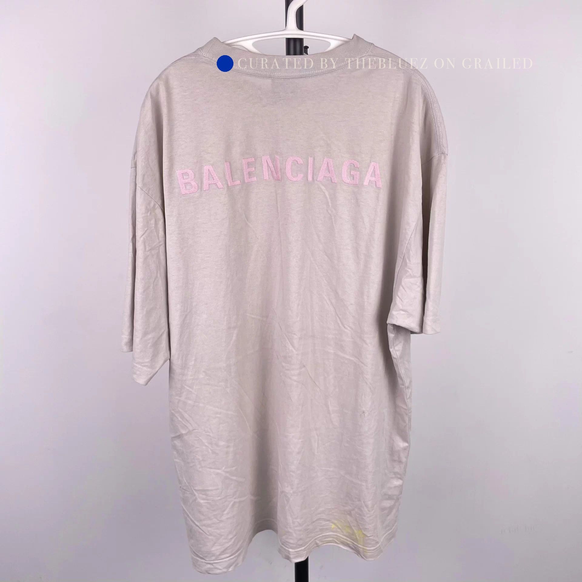 Balenciaga Gray Short Sleeve Tee with Pink Logo Size US S / EU 44-46 / 1 - 2 Thumbnail