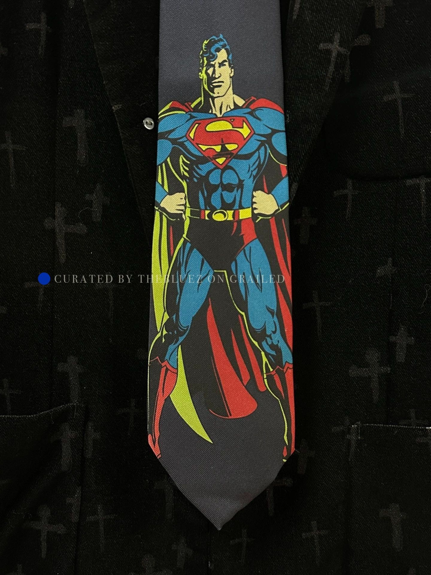 Yohji Yamamoto Unique Multi-Color Superman Tie Size ONE SIZE - 2 Thumbnail