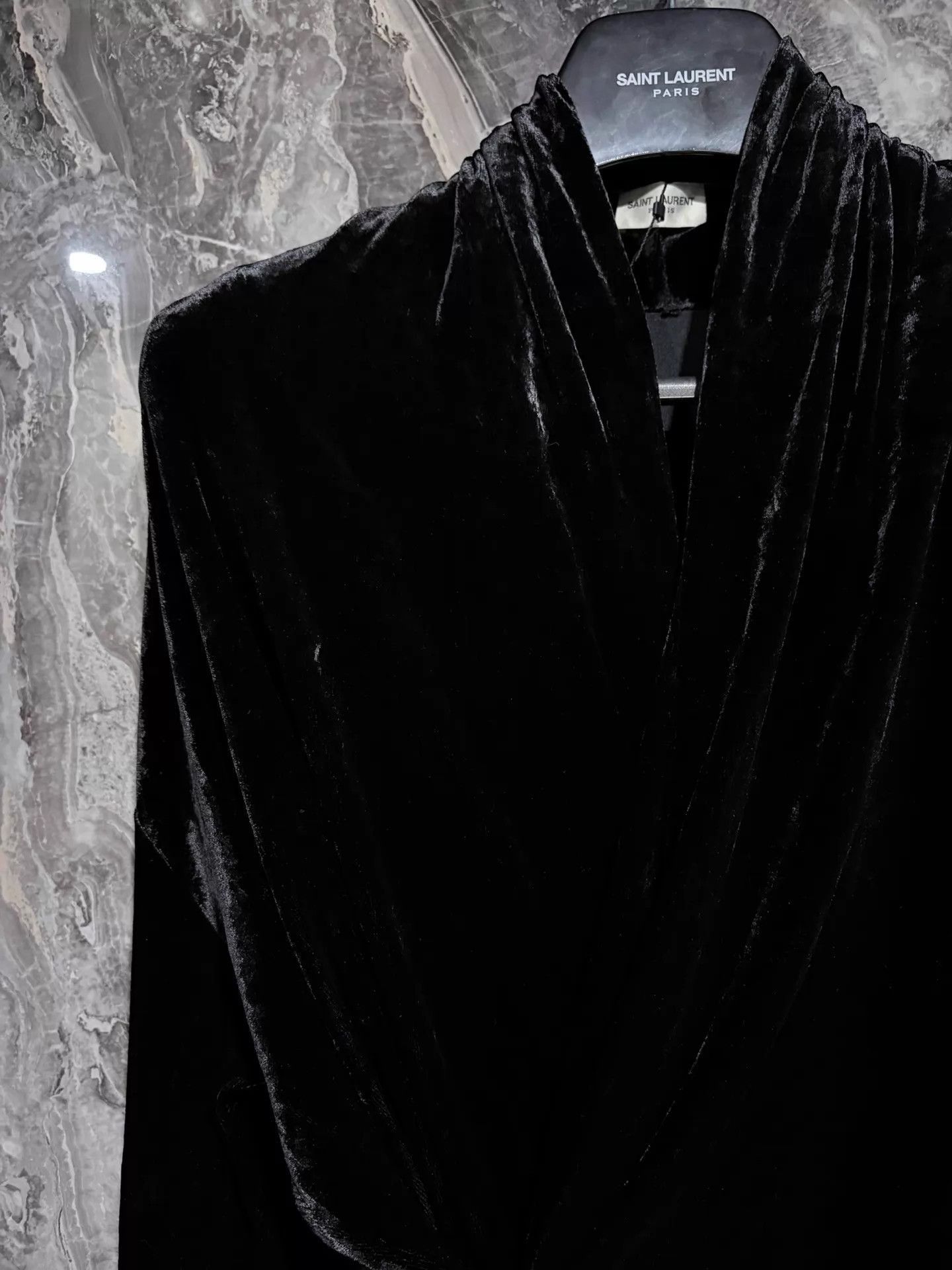 Saint Laurent Paris Black Velvet Flat Knit Wrap Top Size US L / EU 52-54 / 3 - 2 Thumbnail
