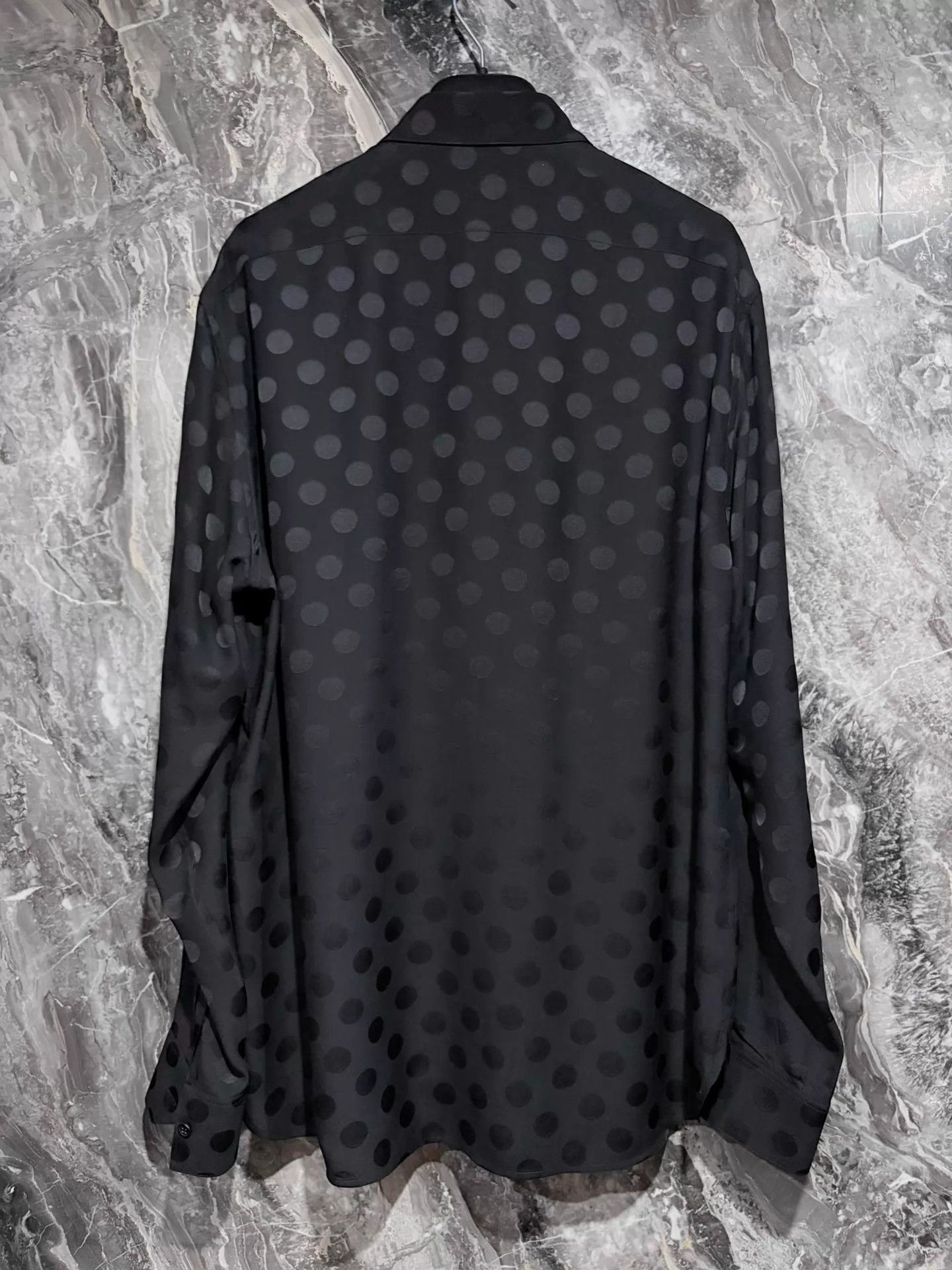 Saint Laurent Paris Black Silk Shirt with Subtle Dot Pattern Size US M / EU 48-50 / 2 - 4 Thumbnail