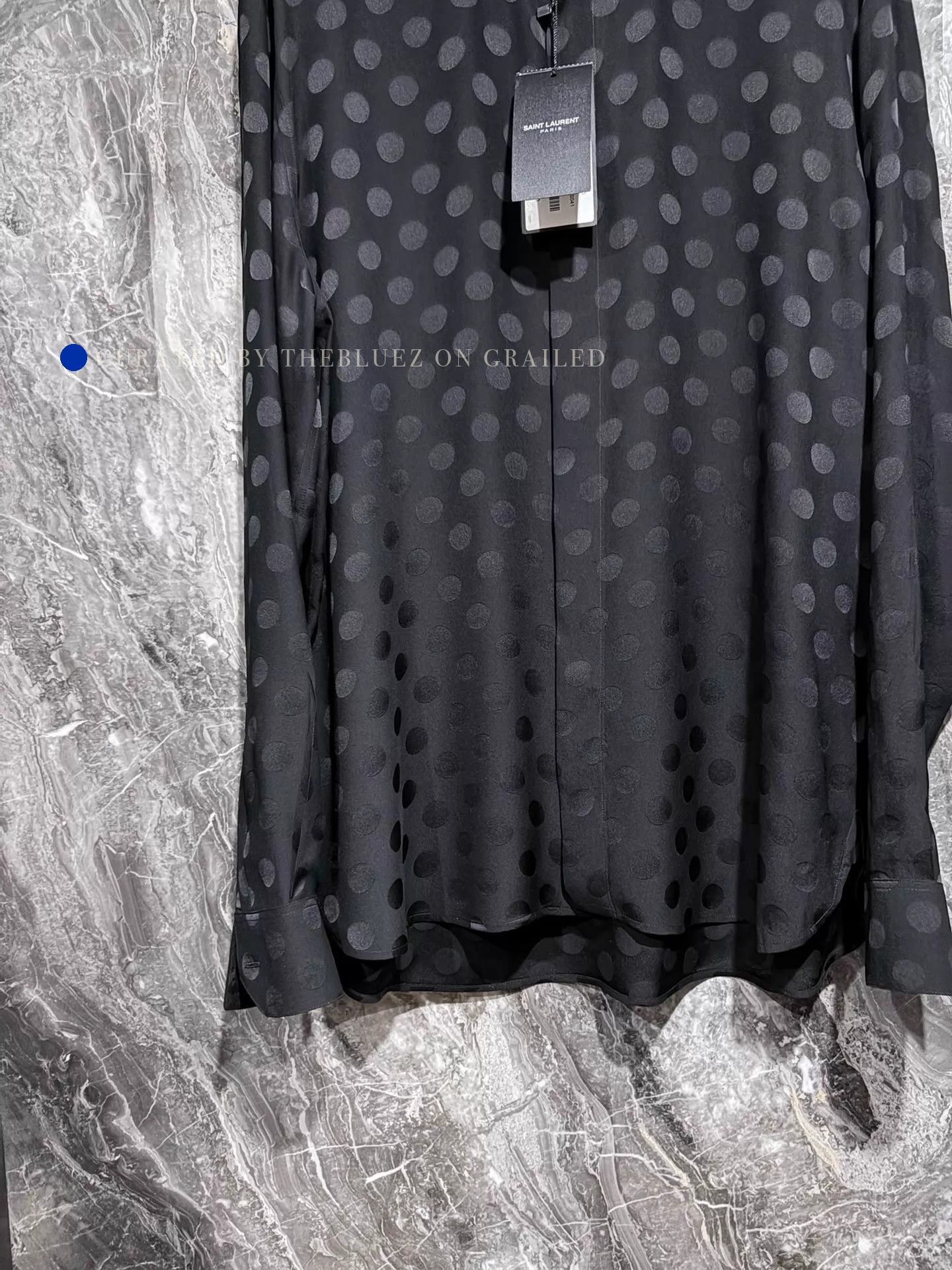 Saint Laurent Paris Black Silk Shirt with Subtle Dot Pattern Size US M / EU 48-50 / 2 - 3 Thumbnail