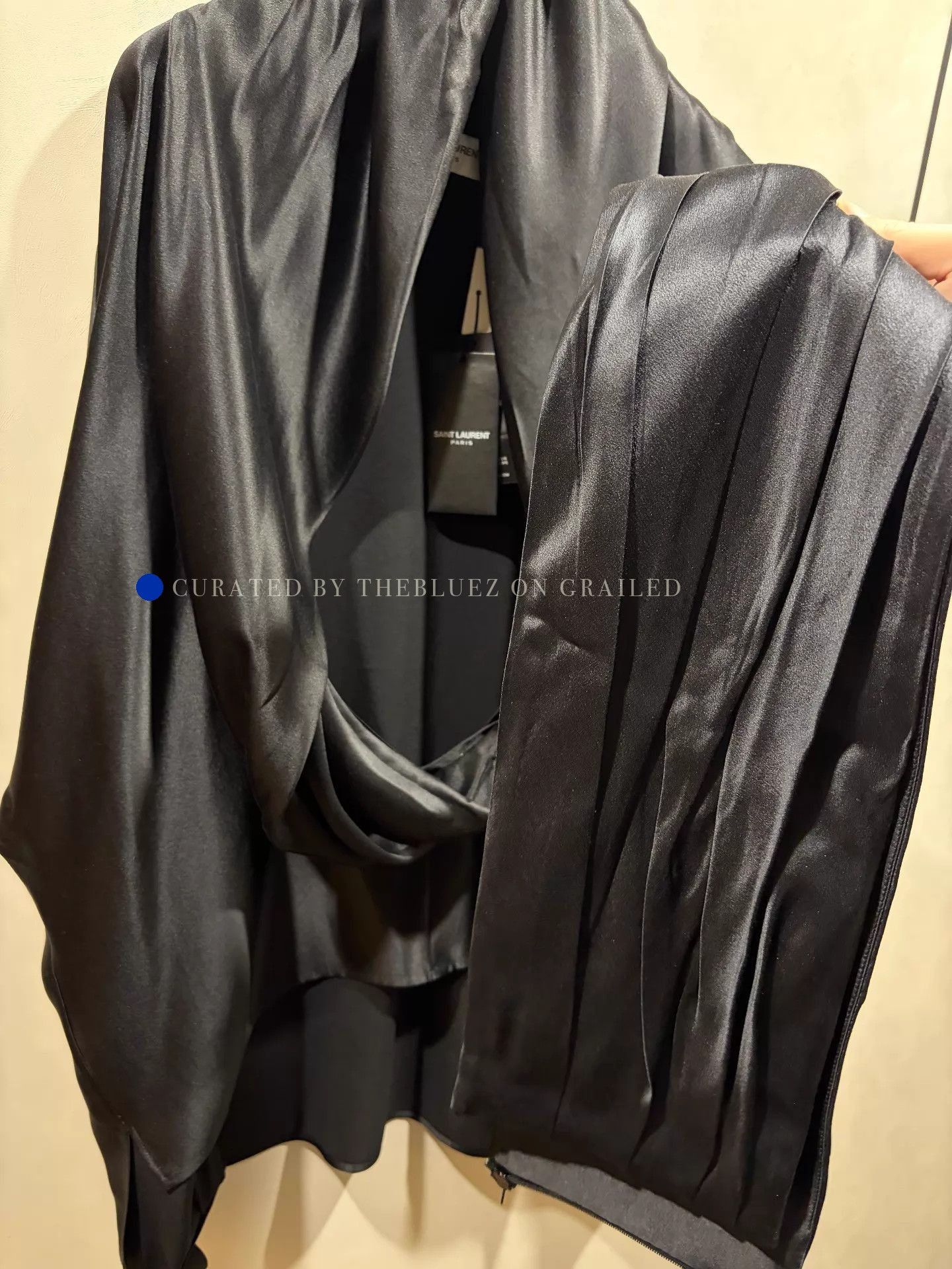 Saint Laurent Paris Black Crepe Satin Drape Button-Up Shirt Size US XXL / EU 58 / 5 - 5 Thumbnail