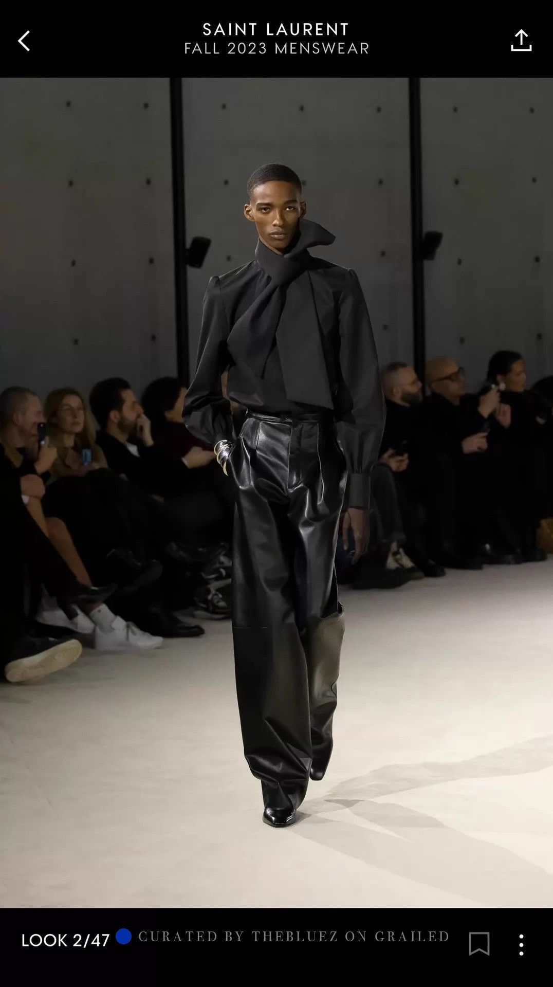 Saint Laurent Paris Black Wide Leg Casual Pants Size US 32 / EU 48 - 2 Thumbnail