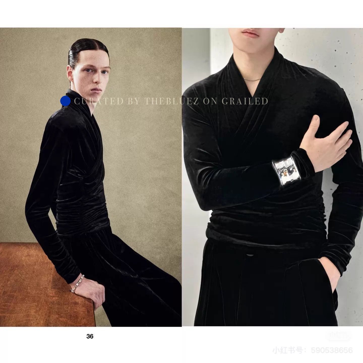 Saint Laurent Paris Velvet Wrap Top in Black - Size L Size US L / EU 52-54 / 3 - 4 Thumbnail