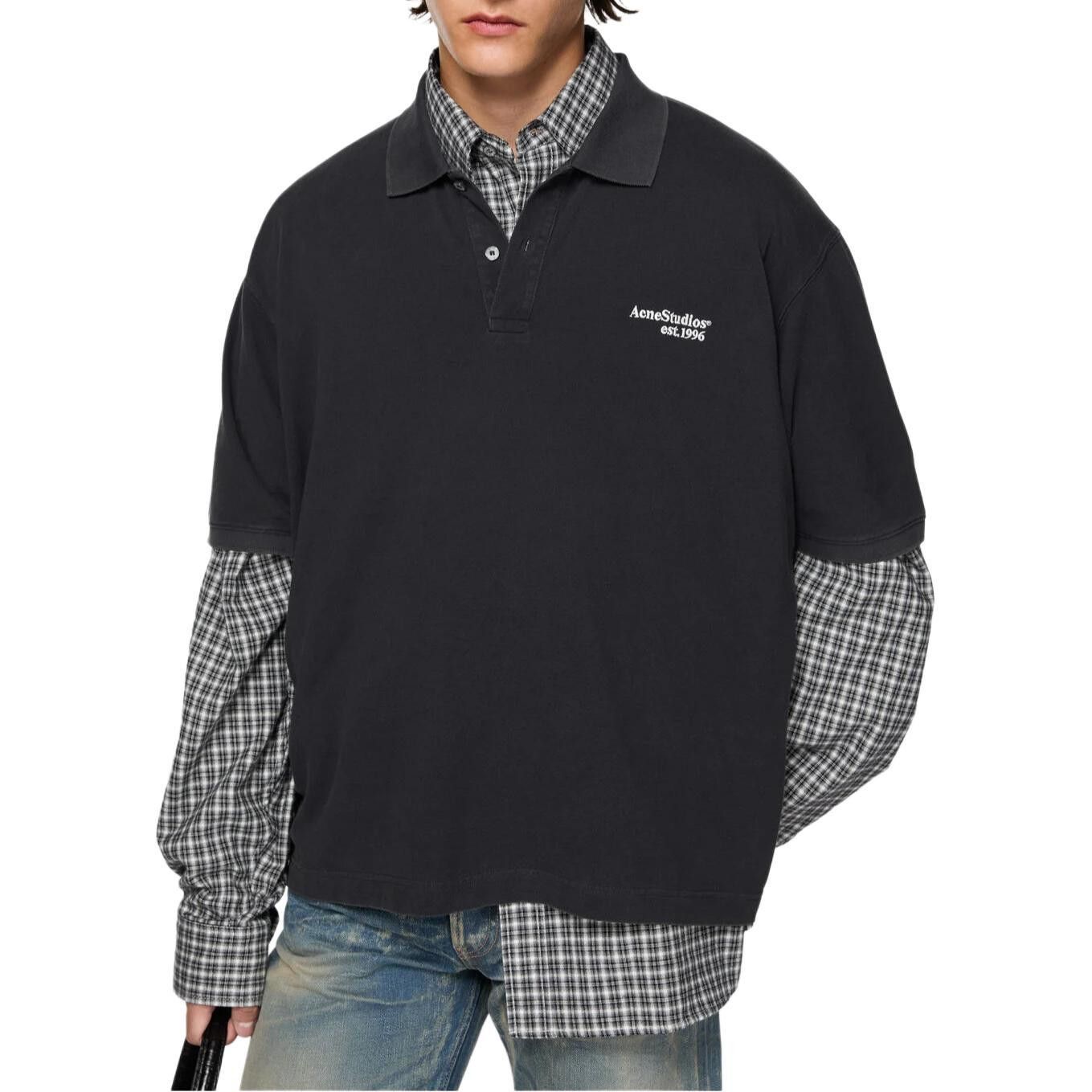 Acne Studios Classic Black Embroidered Polo Shirt Size US M / EU 48-50 / 2 - 6 Thumbnail