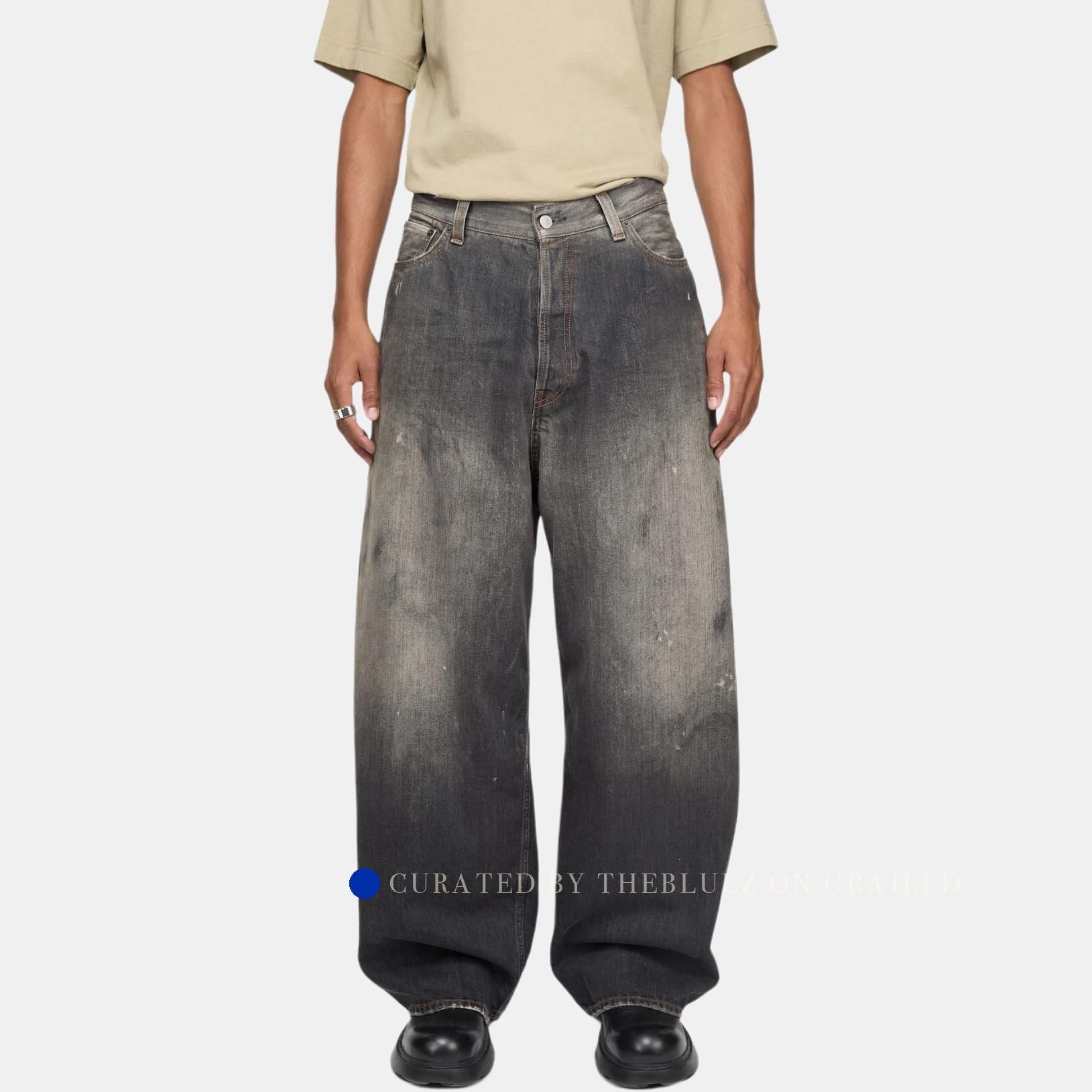 Acne Studios Distressed Wide Leg Jeans in Black Size US 30 / EU 46 - 6 Thumbnail