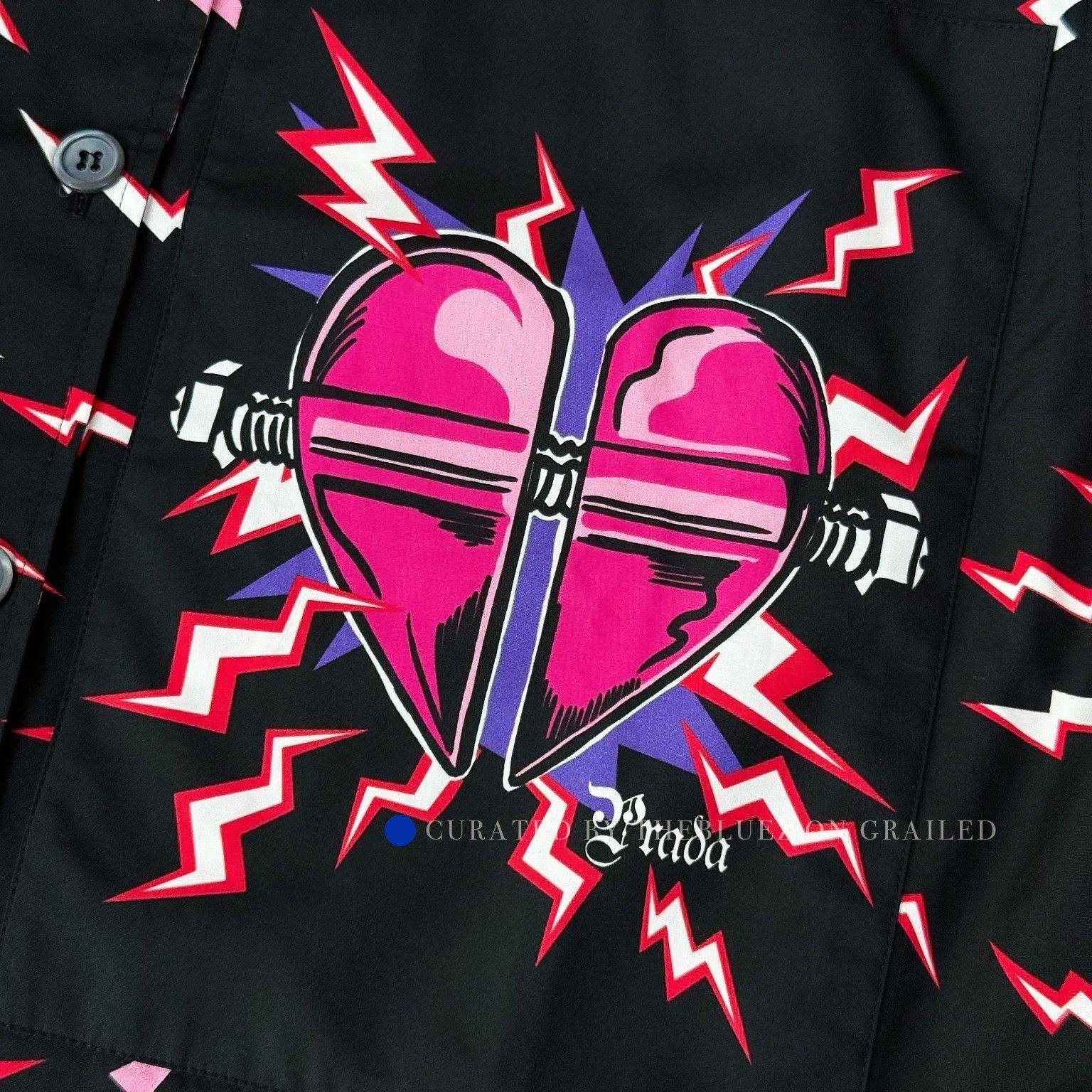 Prada Heart Lightning Print Button-Up Shirt Size US M / EU 48-50 / 2 - 3 Thumbnail