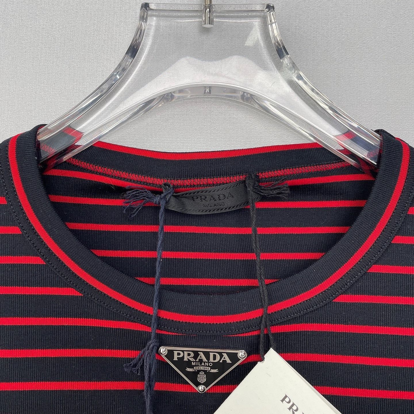 Prada Striped Triangle Logo Tee in Multi Size US XL / EU 56 / 4 - 7 Thumbnail
