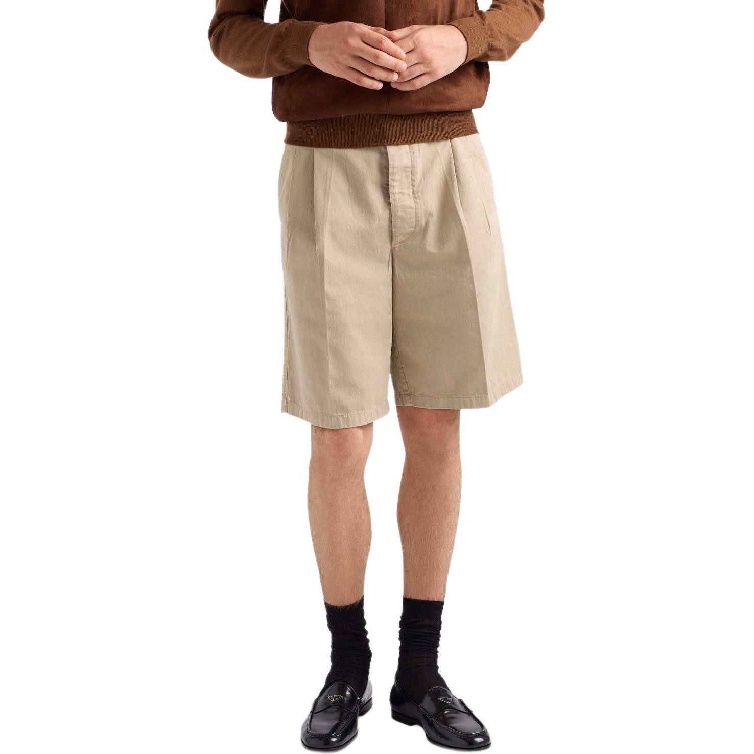 Prada Cotton Pleated Shorts in Beige Size 32 Size US 32 / EU 48 - 7 Thumbnail