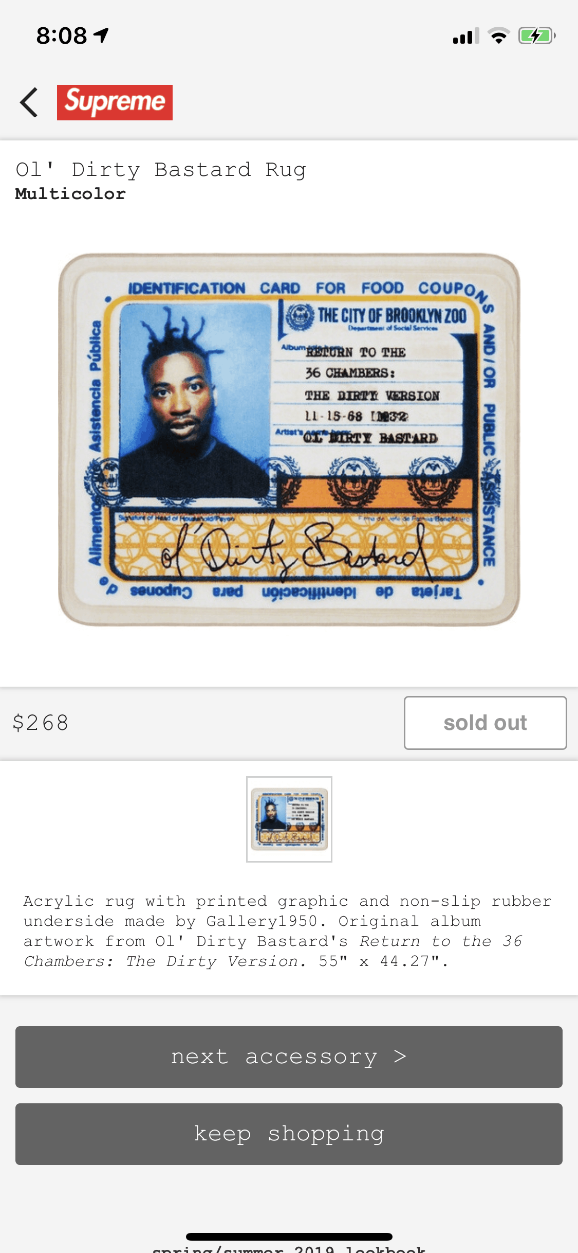 Supreme Supreme lile ODB Rug