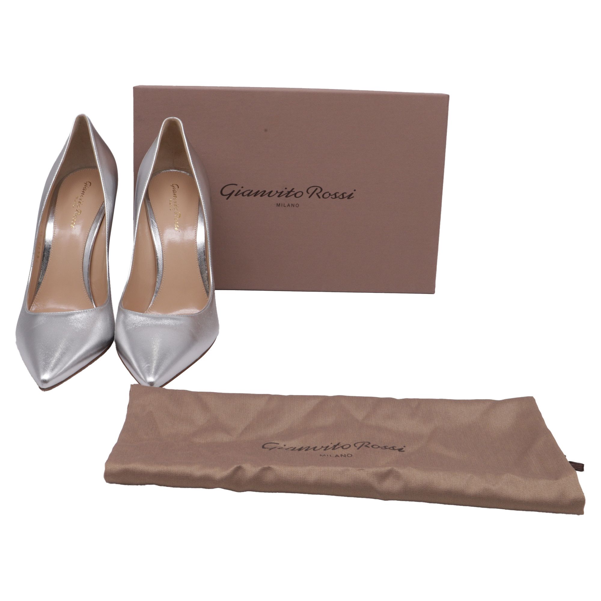 Gianvito Rossi Gianvito Rossi Gianvito Pointed Pumps in Silver Leather Size US 12 / IT 42 - 9 Thumbnail