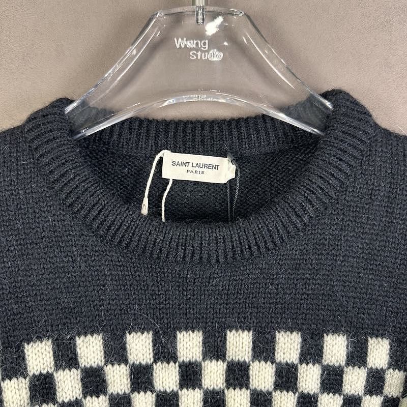 Saint Laurent Paris Saint Laurent T'aime Moi Non Plus Checkered Sweater Size S Size S / US 4 / IT 40 - 6 Thumbnail