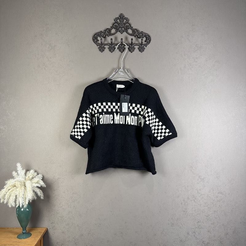 Saint Laurent Paris Saint Laurent T'aime Moi Non Plus Checkered Sweater Size S Size S / US 4 / IT 40 - 8 Thumbnail