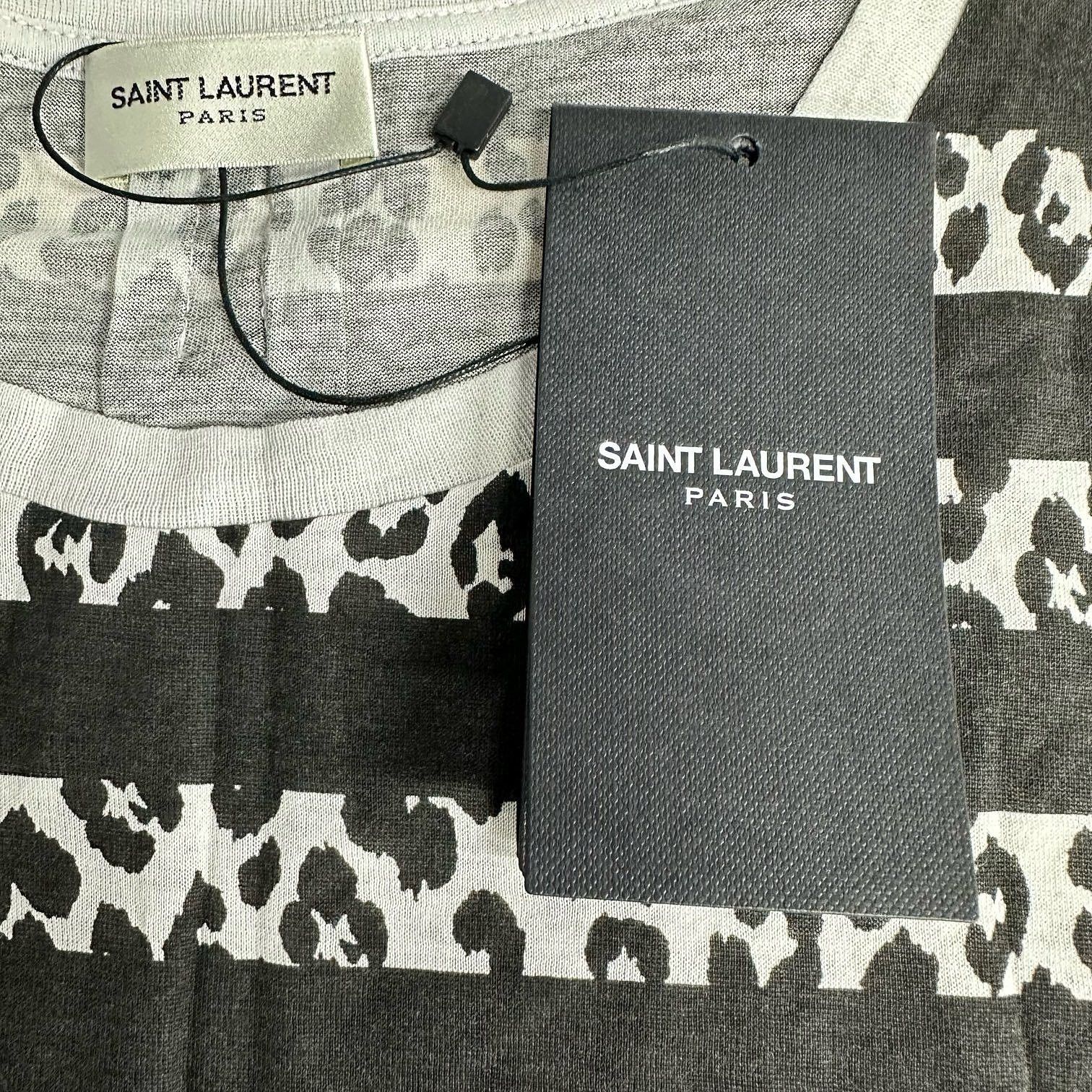 Saint Laurent Paris Saint Laurent Striped Leopard T-Shirt Size M Size US M / EU 48-50 / 2 - 3 Thumbnail