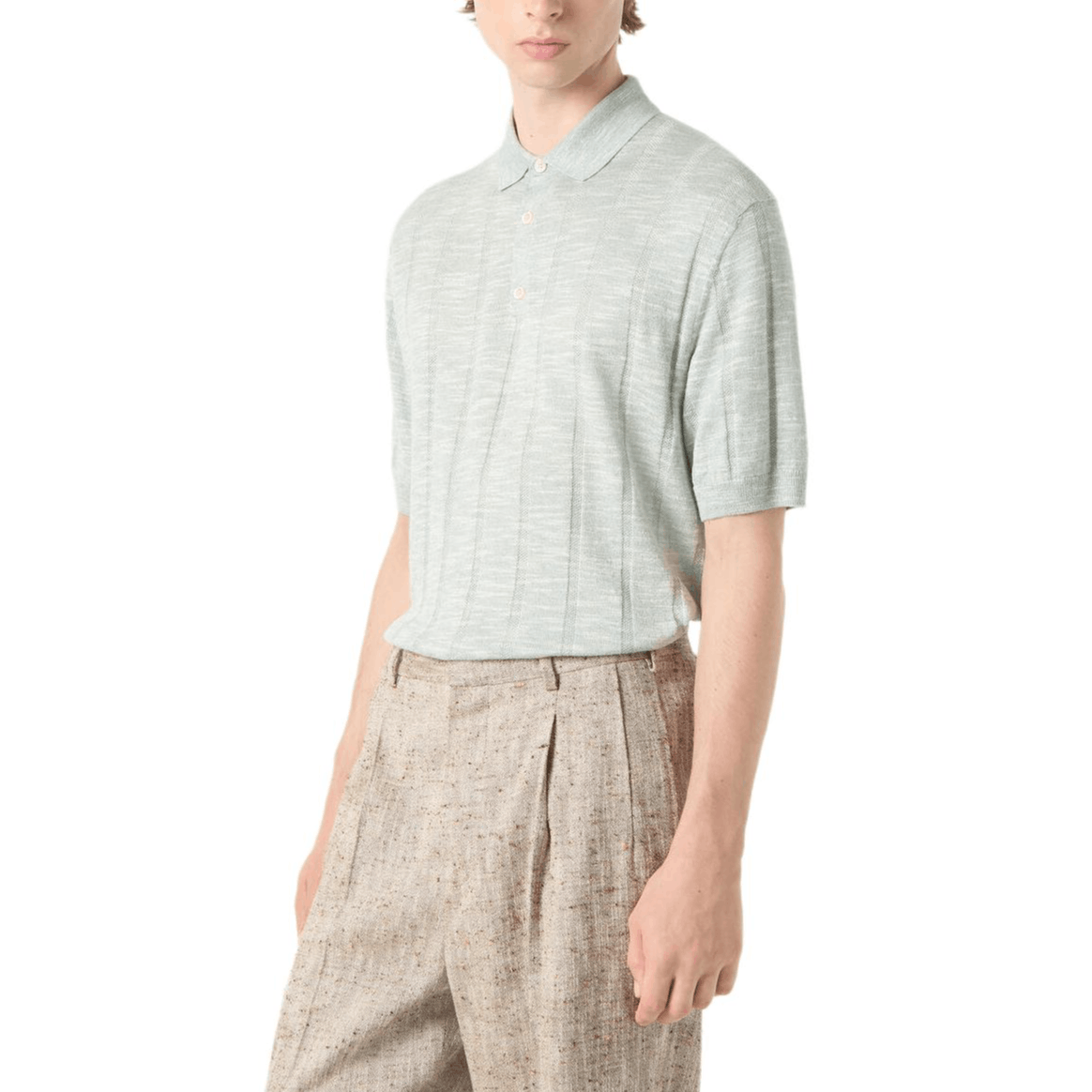 Loro Piana Loro Piana Ribbed Knit Linen Silk Polo Shirt Size 54 Size US L / EU 52-54 / 3 - 6 Thumbnail