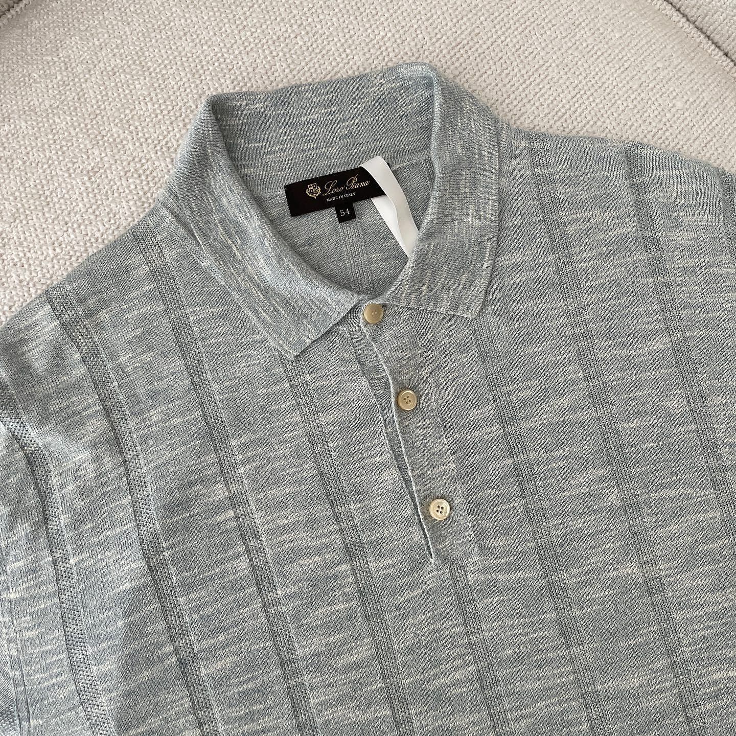 Loro Piana Loro Piana Ribbed Knit Linen Silk Polo Shirt Size 54 Size US L / EU 52-54 / 3 - 3 Thumbnail