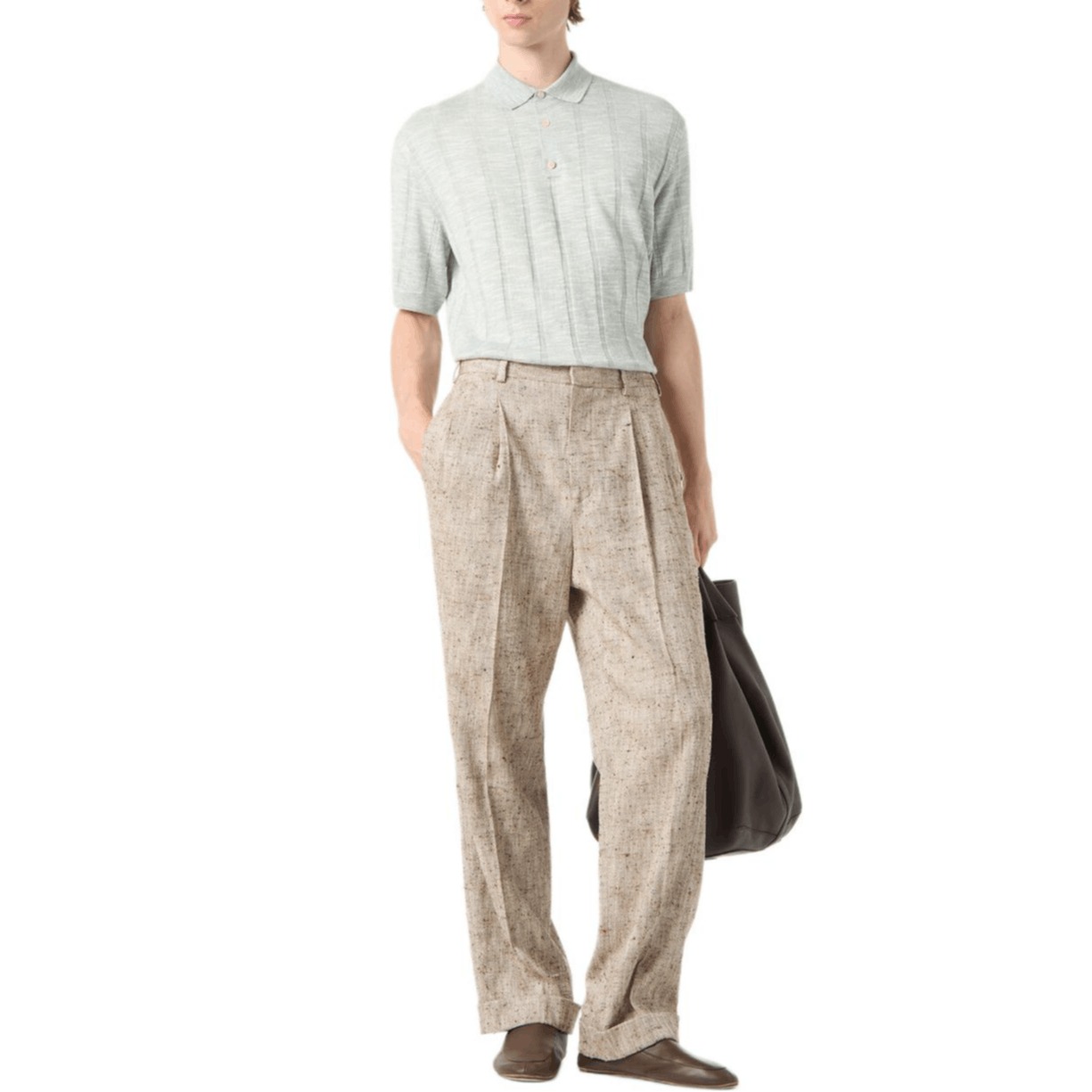 Loro Piana Loro Piana Ribbed Knit Linen Silk Polo Shirt Size 54 Size US L / EU 52-54 / 3 - 5 Thumbnail