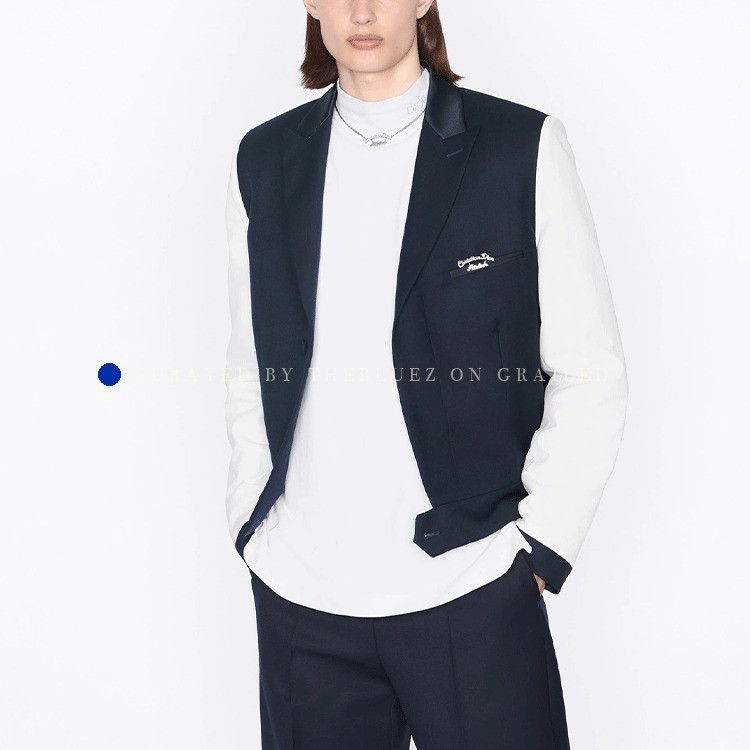 Dior Colorblock Mohair Wool Jacket in Blue Size US S / EU 44-46 / 1 - 10 Thumbnail