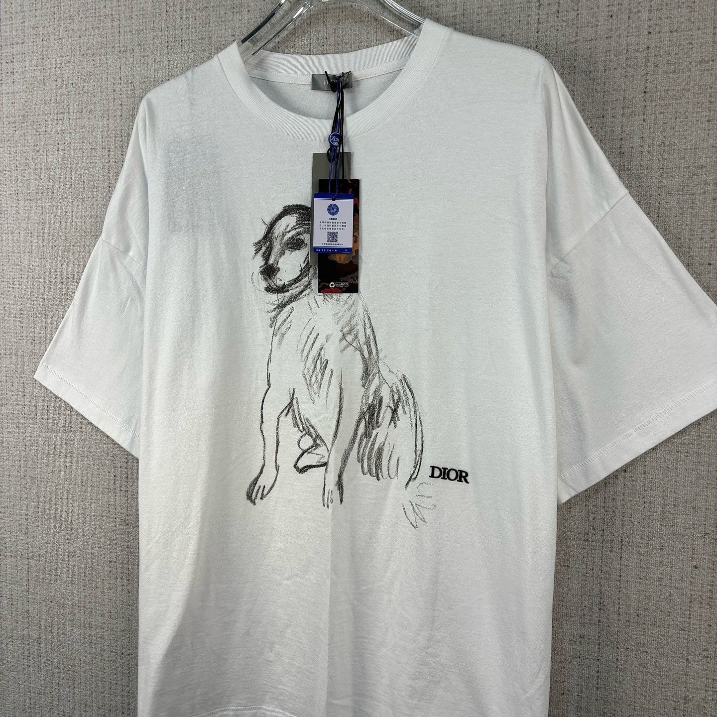 Dior White Graphic Dog Sketch T-Shirt Size US L / EU 52-54 / 3 - 5 Thumbnail