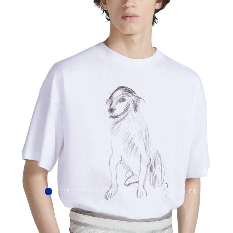 Dior White Graphic Dog Sketch T-Shirt Size US L / EU 52-54 / 3 - 11 Thumbnail