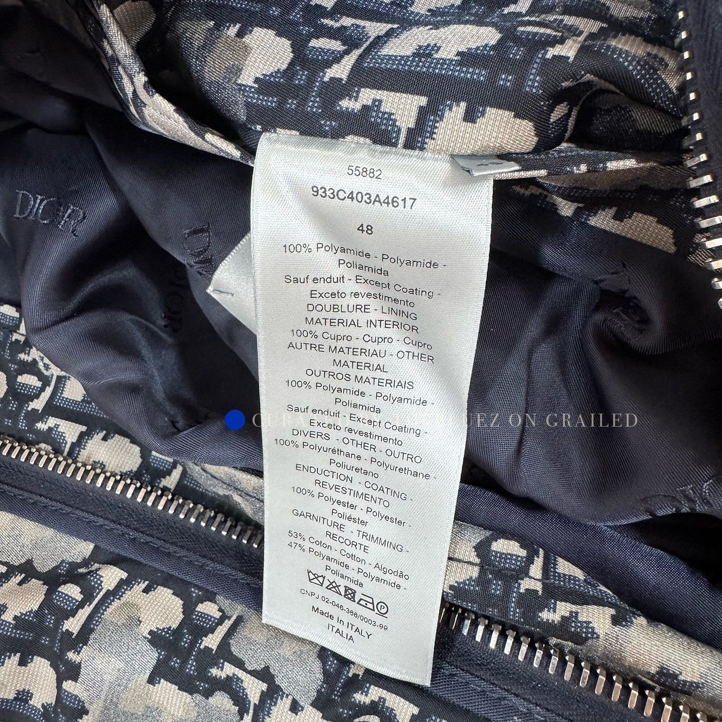 Dior Stylish Blue Bomber Jacket in Size M Size US M / EU 48-50 / 2 - 4 Thumbnail