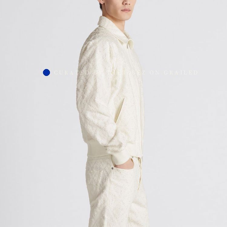 Dior Diamond Motif Bomber Jacket in White Size US S / EU 44-46 / 1 - 7 Thumbnail