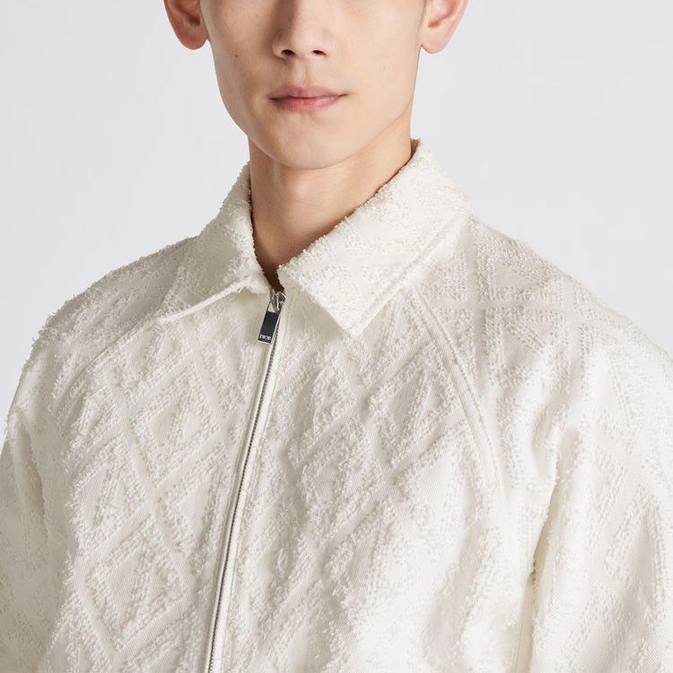 Dior Diamond Motif Bomber Jacket in White Size US S / EU 44-46 / 1 - 6 Thumbnail