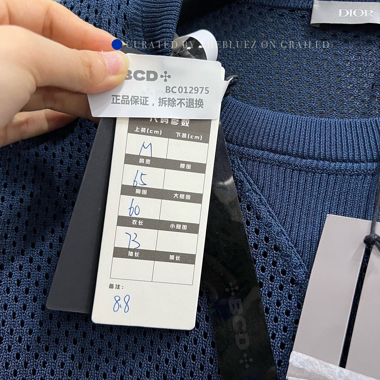 Dior Stylish Mesh Short Sleeve Tee in Blue Size US M / EU 48-50 / 2 - 3 Thumbnail