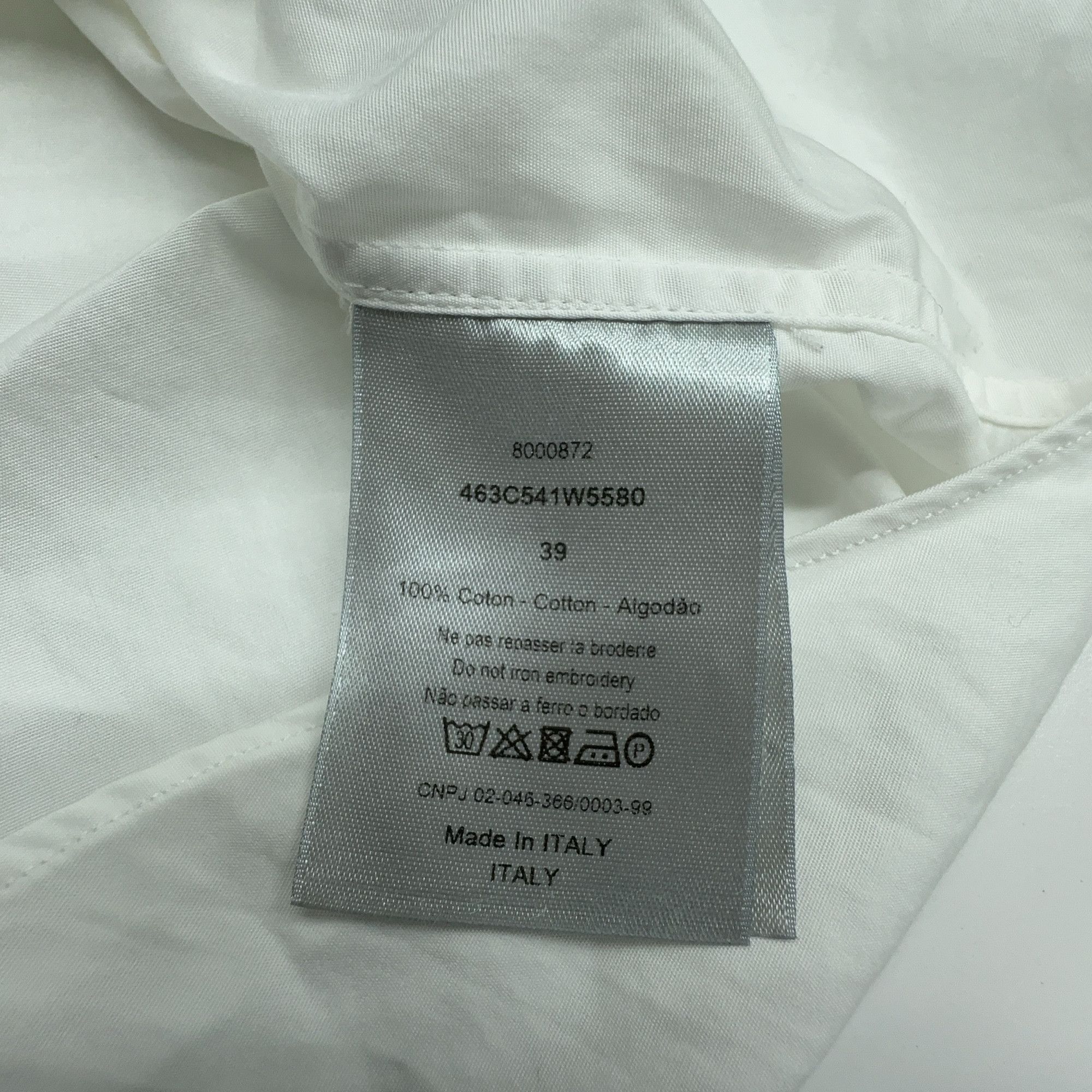 Dior Elegant White Embroidered Collar Shirt Size US M / EU 48-50 / 2 - 3 Thumbnail