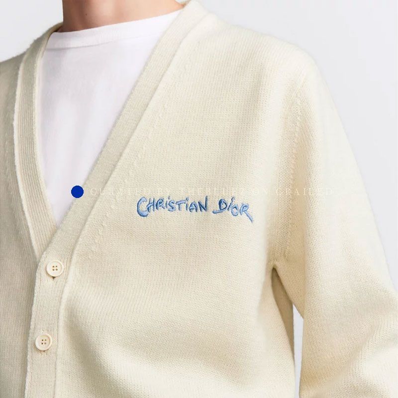 Dior Logo Embroidered Cardigan in Beige Size US M / EU 48-50 / 2 - 10 Thumbnail