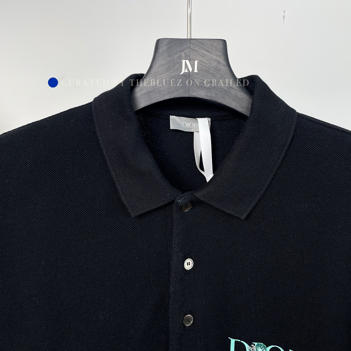 Dior Black Floral Logo Polo Shirt Size US M / EU 48-50 / 2 - 2 Thumbnail