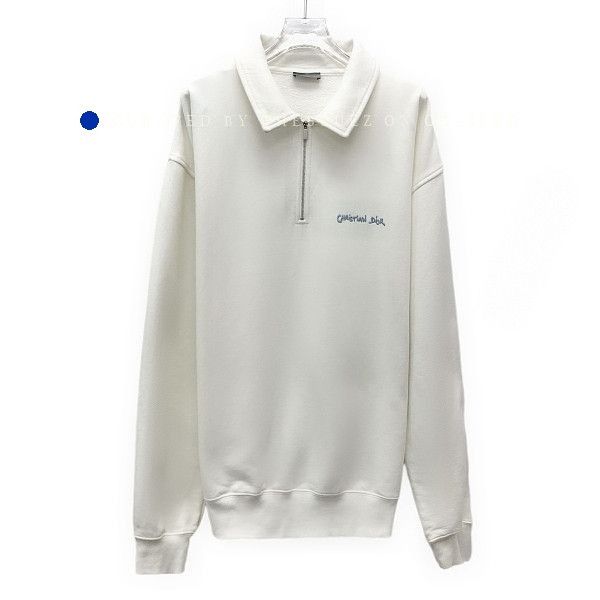Dior Embroidered Half-Zip Sweatshirt in White Size US M / EU 48-50 / 2 - 2 Thumbnail