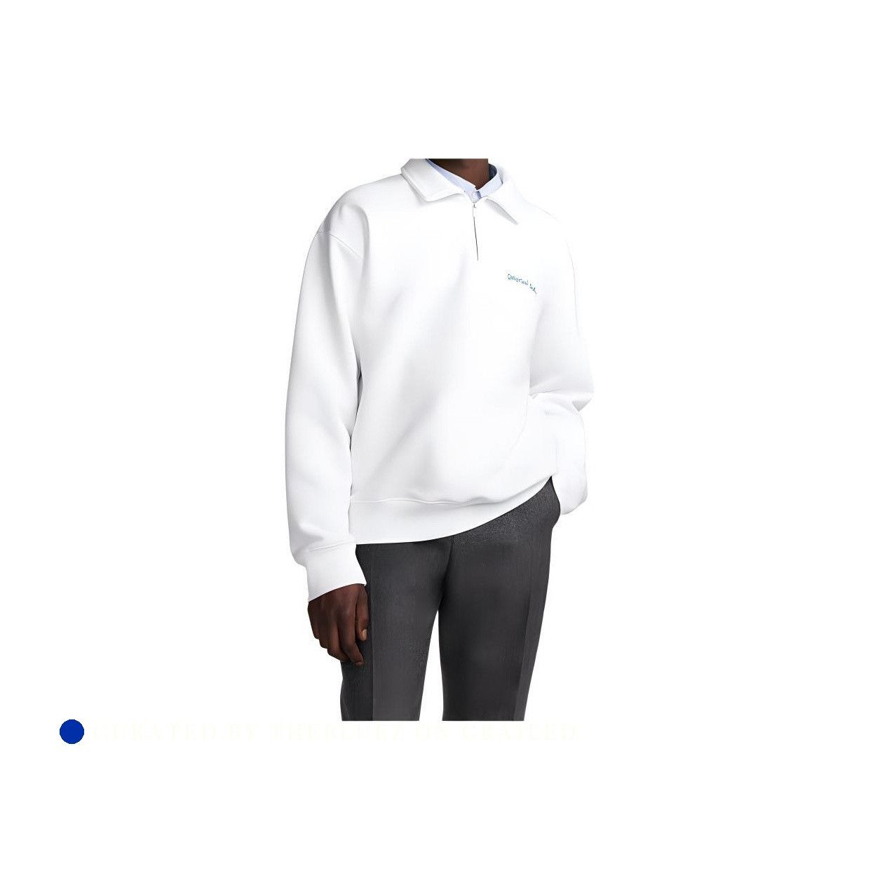 Dior Embroidered Half-Zip Sweatshirt in White Size US M / EU 48-50 / 2 - 5 Thumbnail