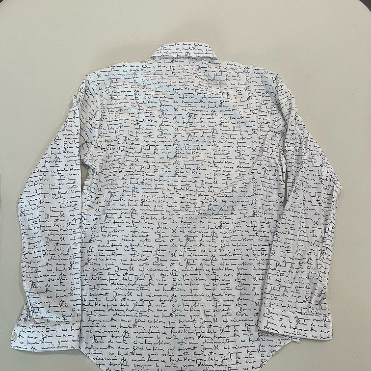 Dior Elegant White Script Print Button Up Shirt Size US S / EU 44-46 / 1 - 2 Thumbnail