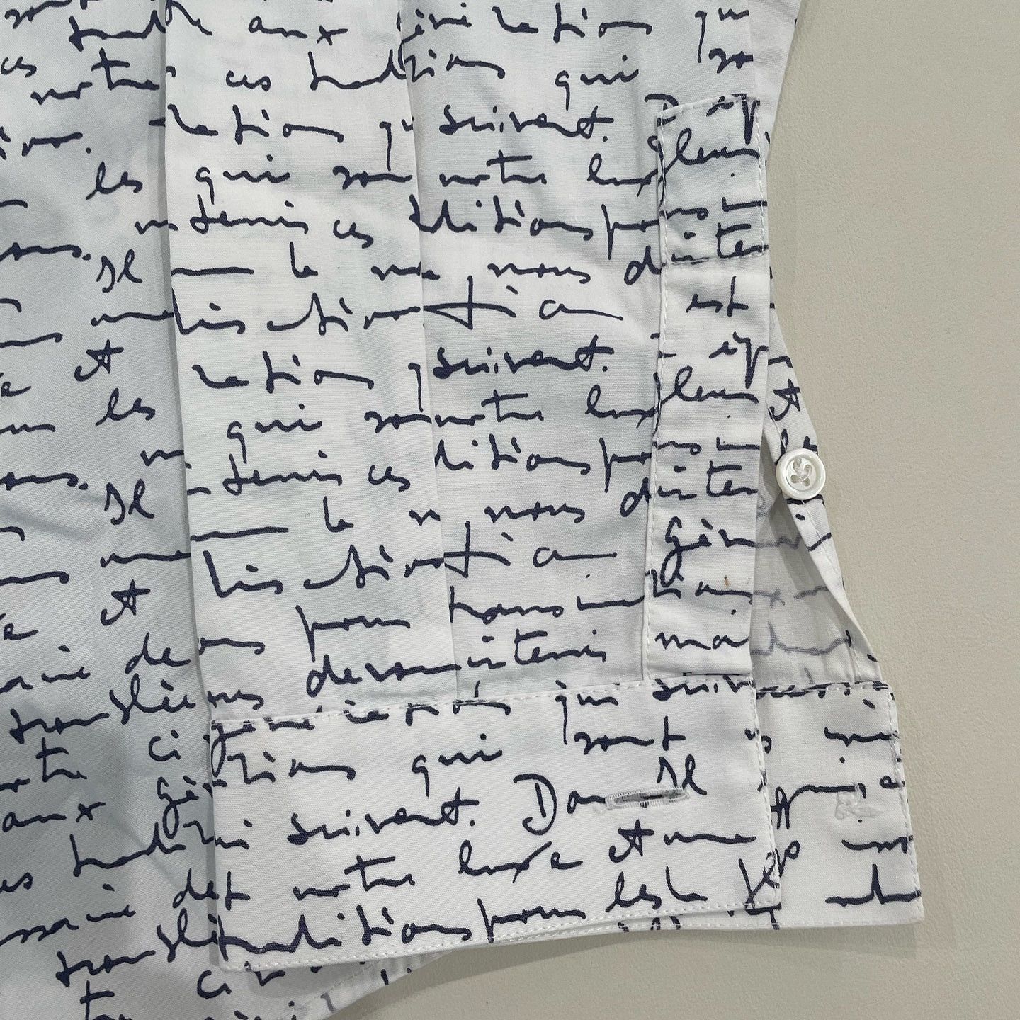 Dior Elegant White Script Print Button Up Shirt Size US S / EU 44-46 / 1 - 6 Thumbnail
