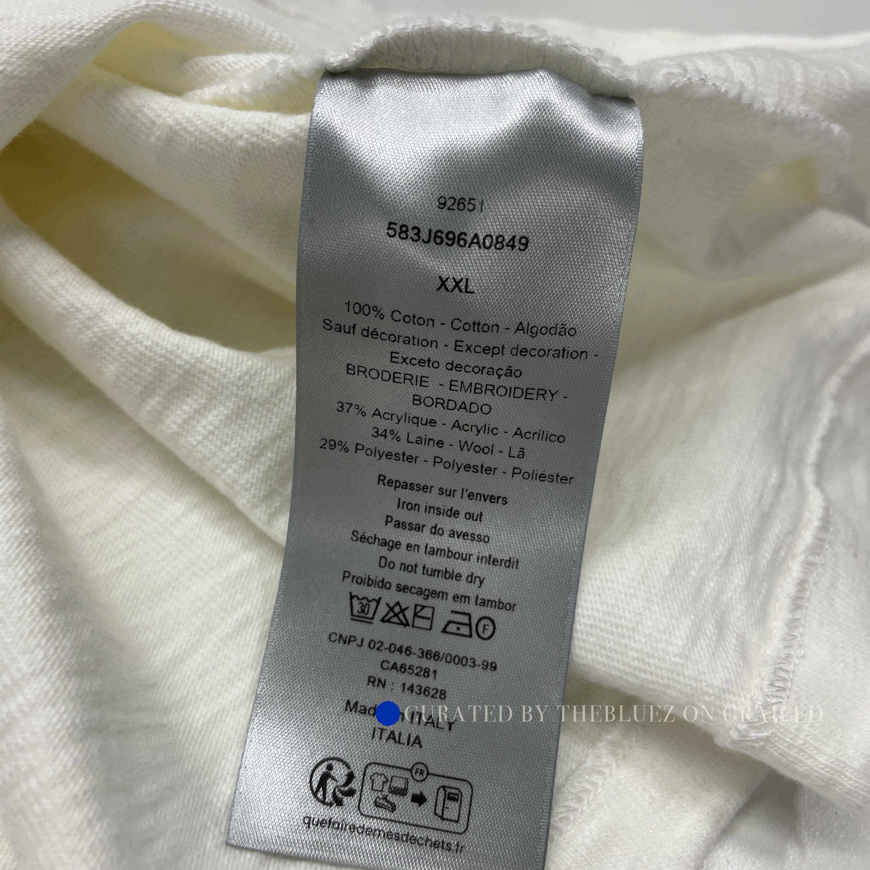Dior Embroidered Logo T-Shirt in White Size US XXL / EU 58 / 5 - 3 Thumbnail