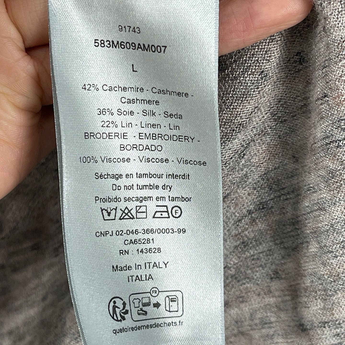 Dior Gray Long Sleeve Knit Sweater Size US L / EU 52-54 / 3 - 4 Thumbnail