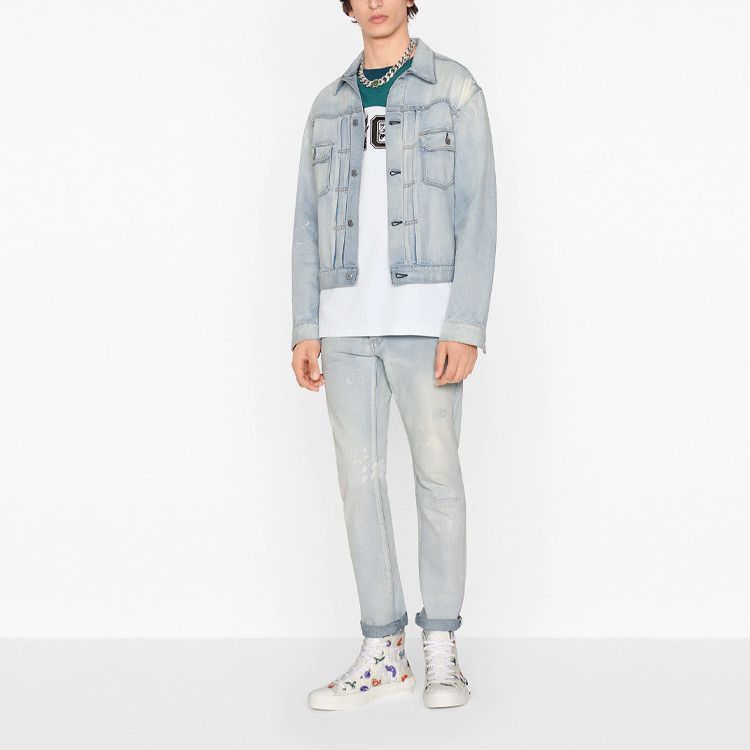 Dior Unique Blue Denim Jacket with Artistic Flair Size US M / EU 48-50 / 2 - 5 Thumbnail