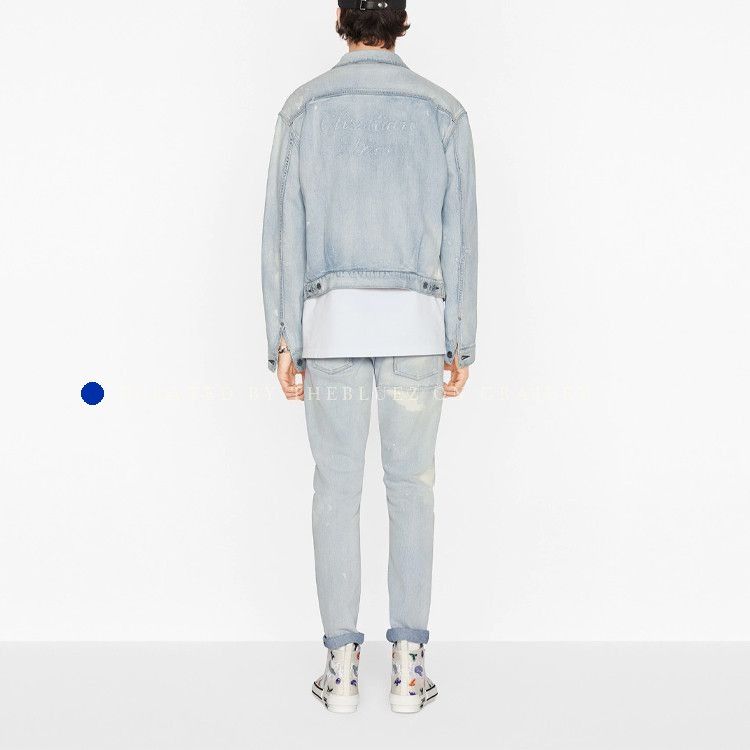 Dior Unique Blue Denim Jacket with Artistic Flair Size US M / EU 48-50 / 2 - 6 Thumbnail