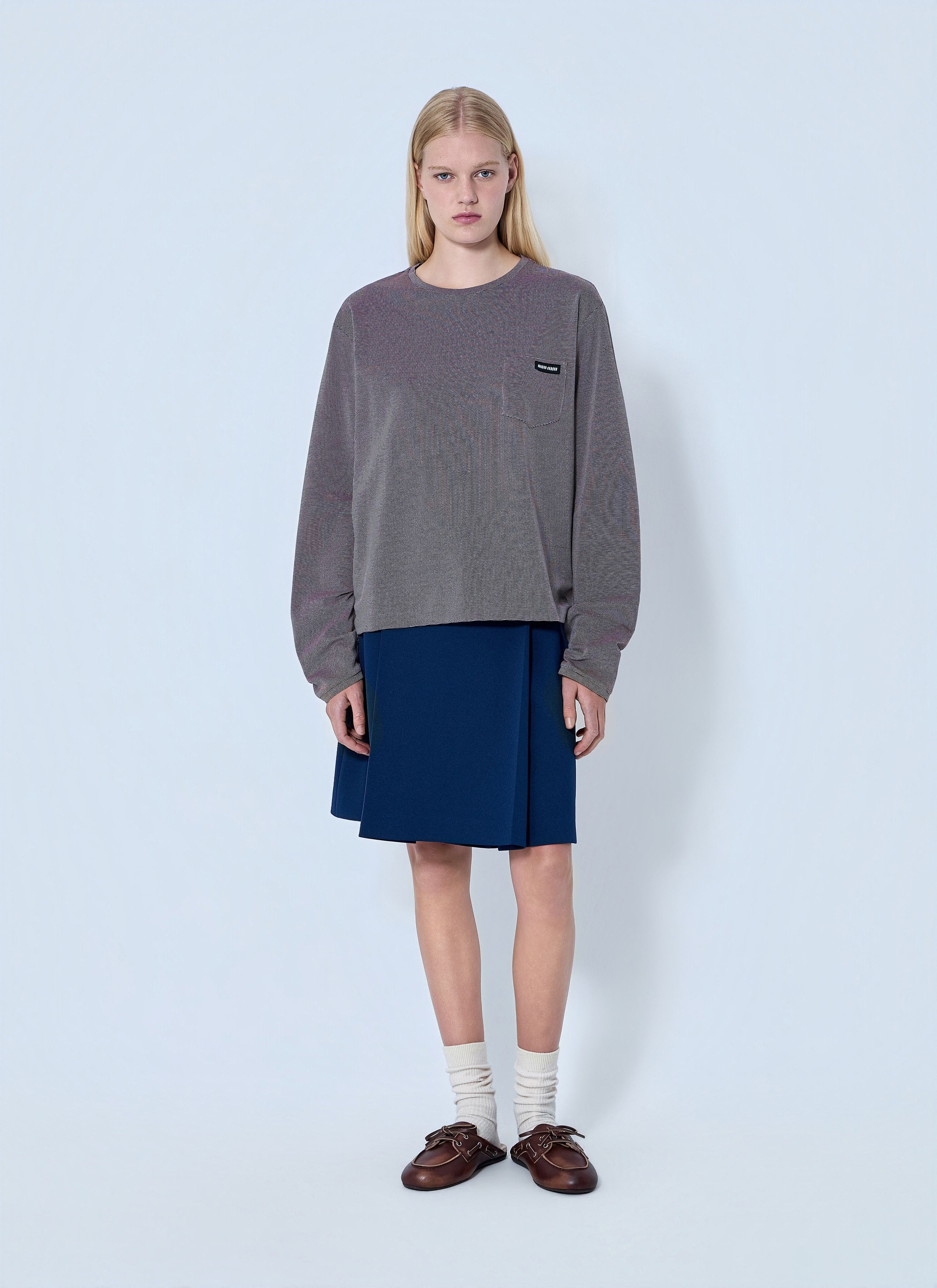 Miu Miu Jacquard Jersey T-Shirt Size S / US 4 / IT 40 - 2 Thumbnail