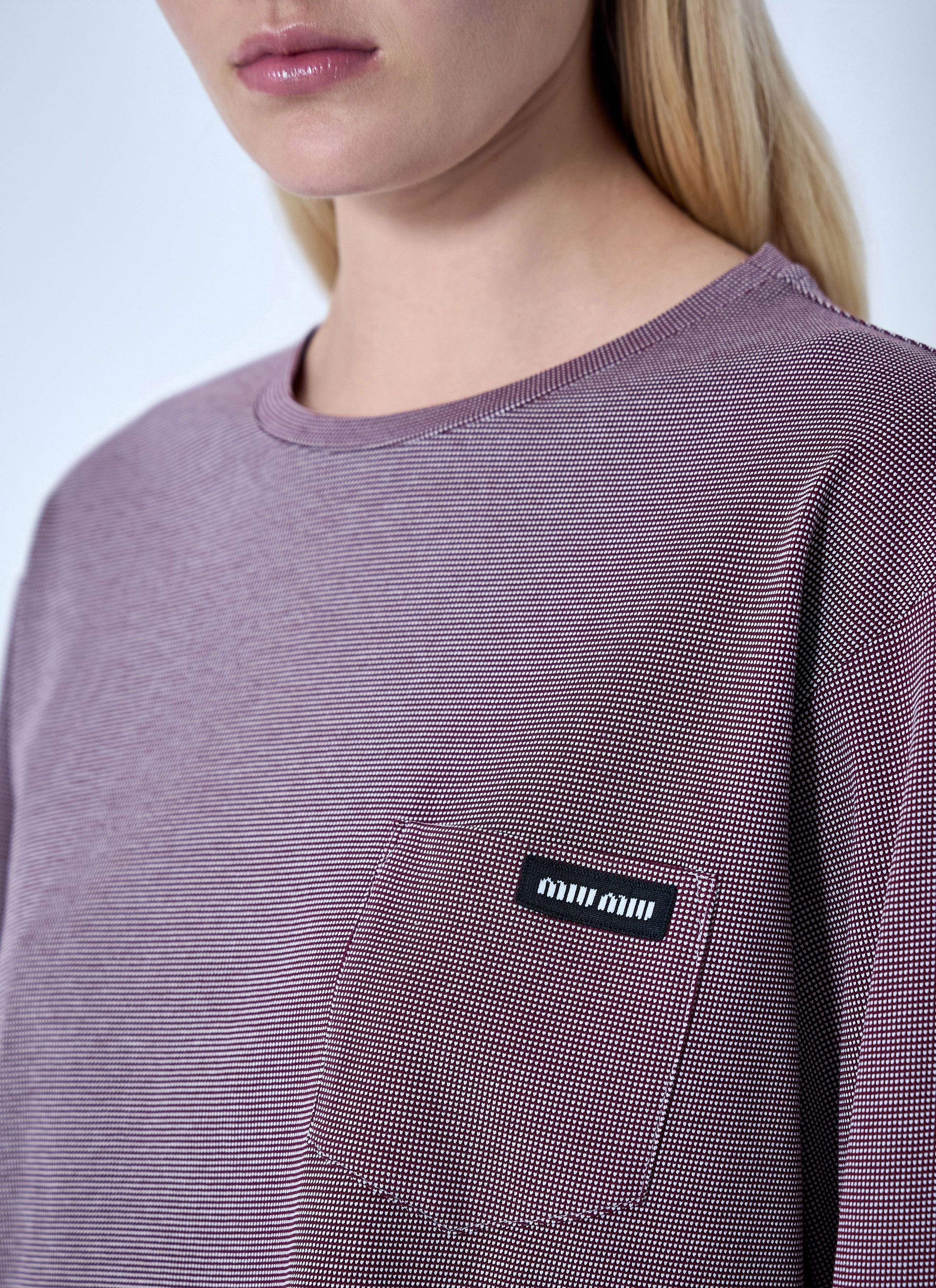 Miu Miu Jacquard Jersey T-Shirt Size XS / US 0-2 / IT 36-38 - 5 Thumbnail