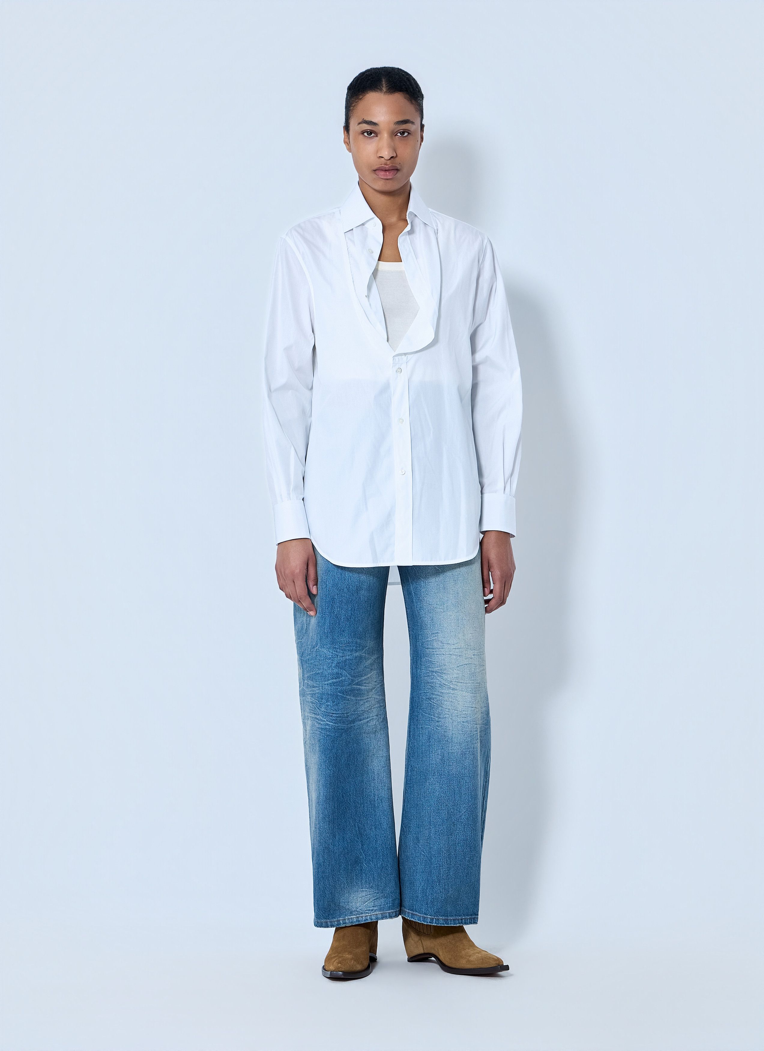 Maison Margiela White Folded V-Neck Collar Shirt Size M / US 6-8 / IT 42-44 - 2 Thumbnail