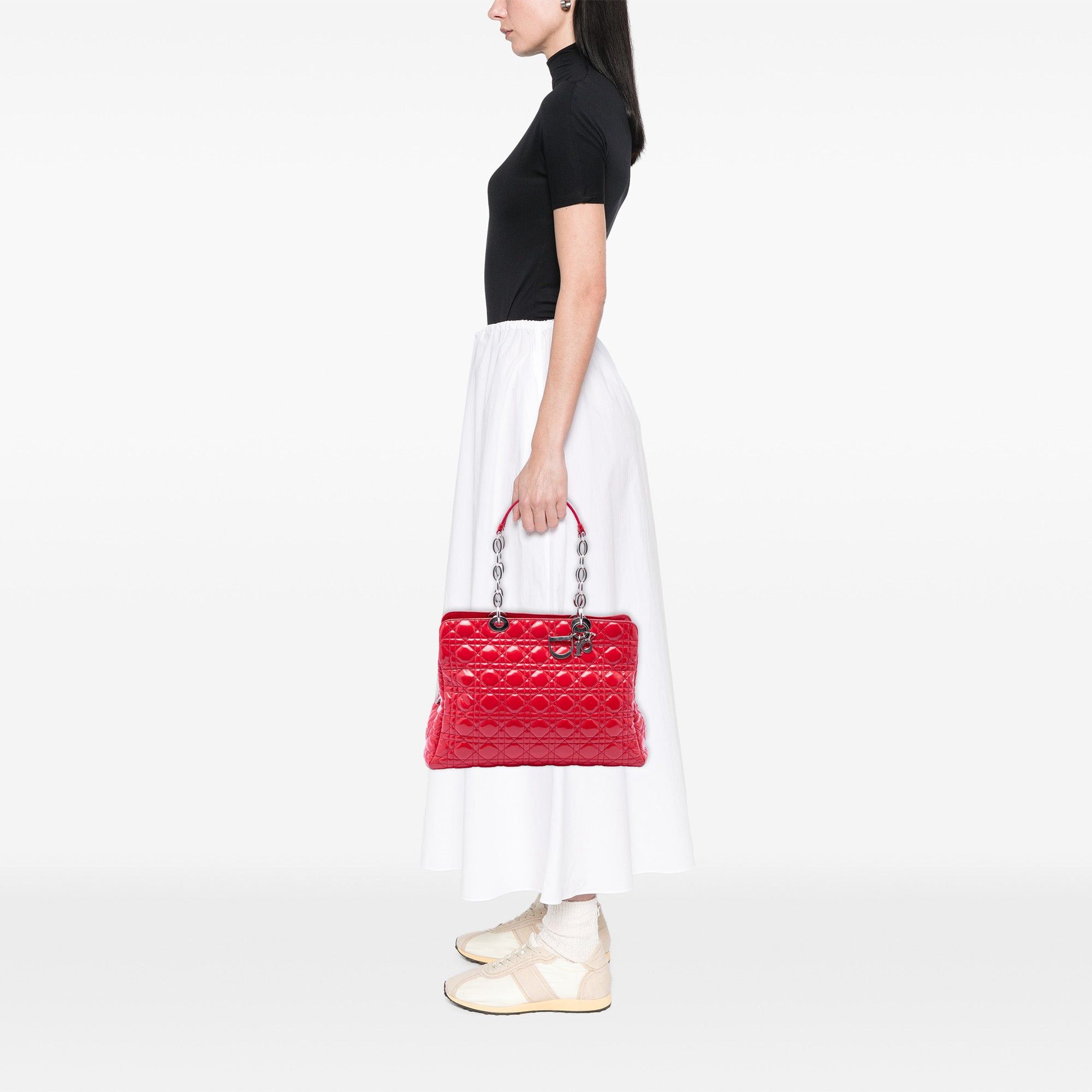 Dior Large Patent Cannage Lady Dior Soft Shopping Tote Size ONE SIZE - 6 Thumbnail