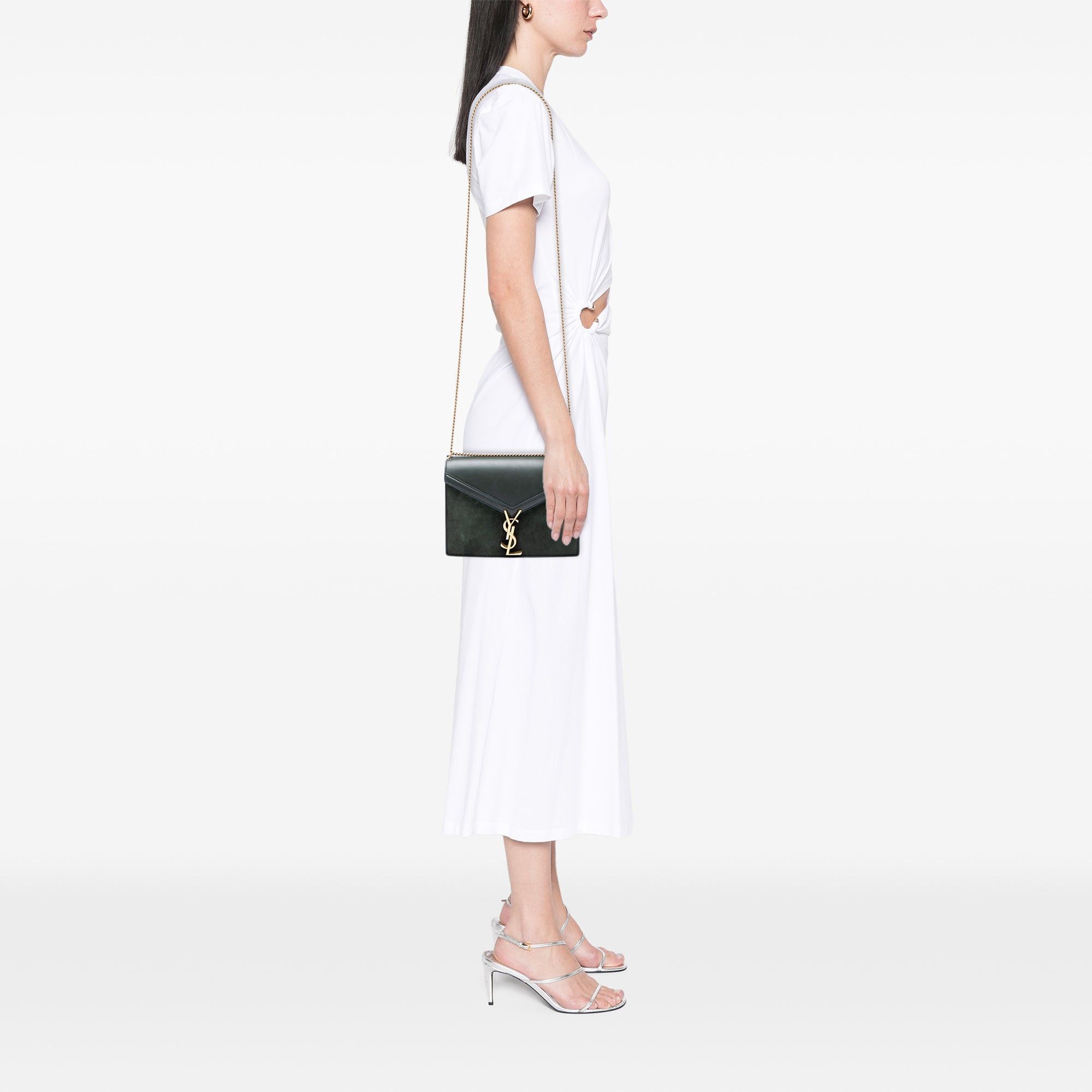 Saint Laurent Paris Suede and Calfskin Monogram Cassandra Clasp Bag Size ONE SIZE - 6 Thumbnail
