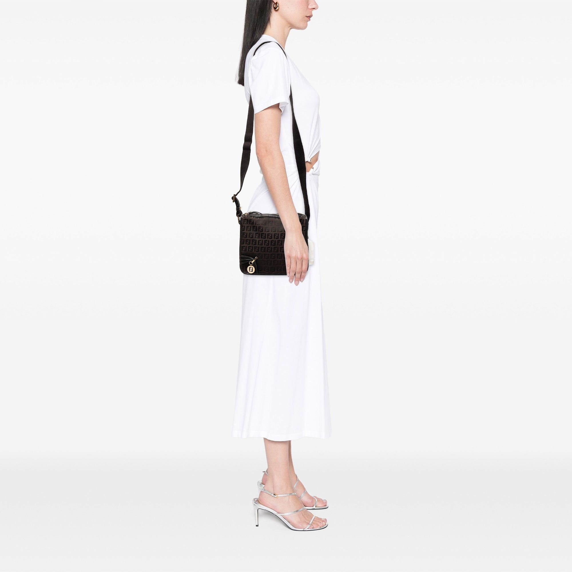 Fendi Small Zucchino Canvas F Charm Crossbody Size ONE SIZE - 7 Thumbnail