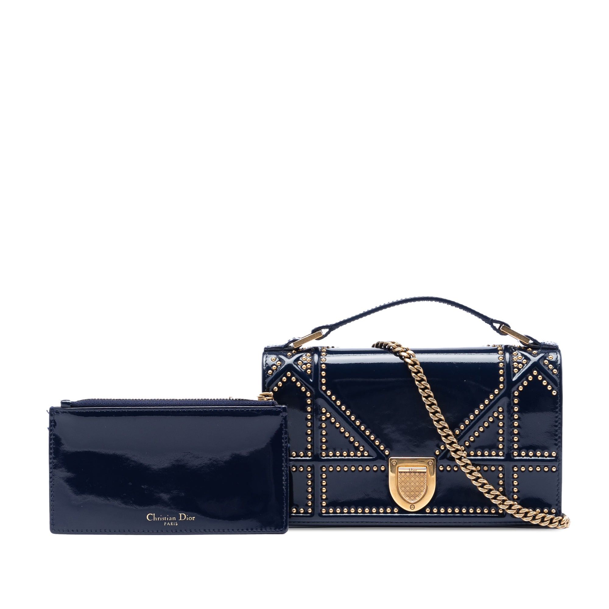 Dior Patent Studded Diorama Top Handle Wallet on Chain Size ONE SIZE - 7 Thumbnail